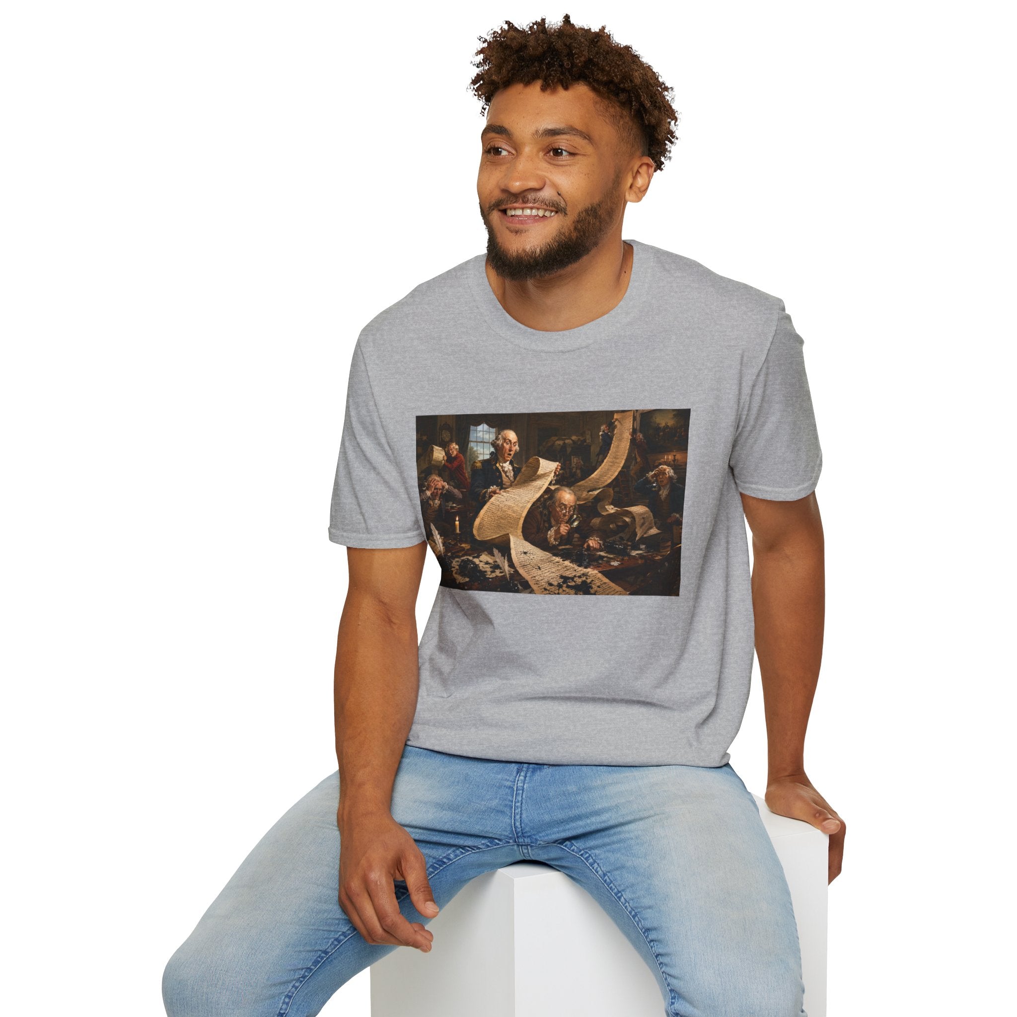 Funny USA Unisex Softstyle T-Shirt Giant Declaration Team Funny Patriotic T-Shirt United States of America Benjamin Franklin George Washington Tshirts