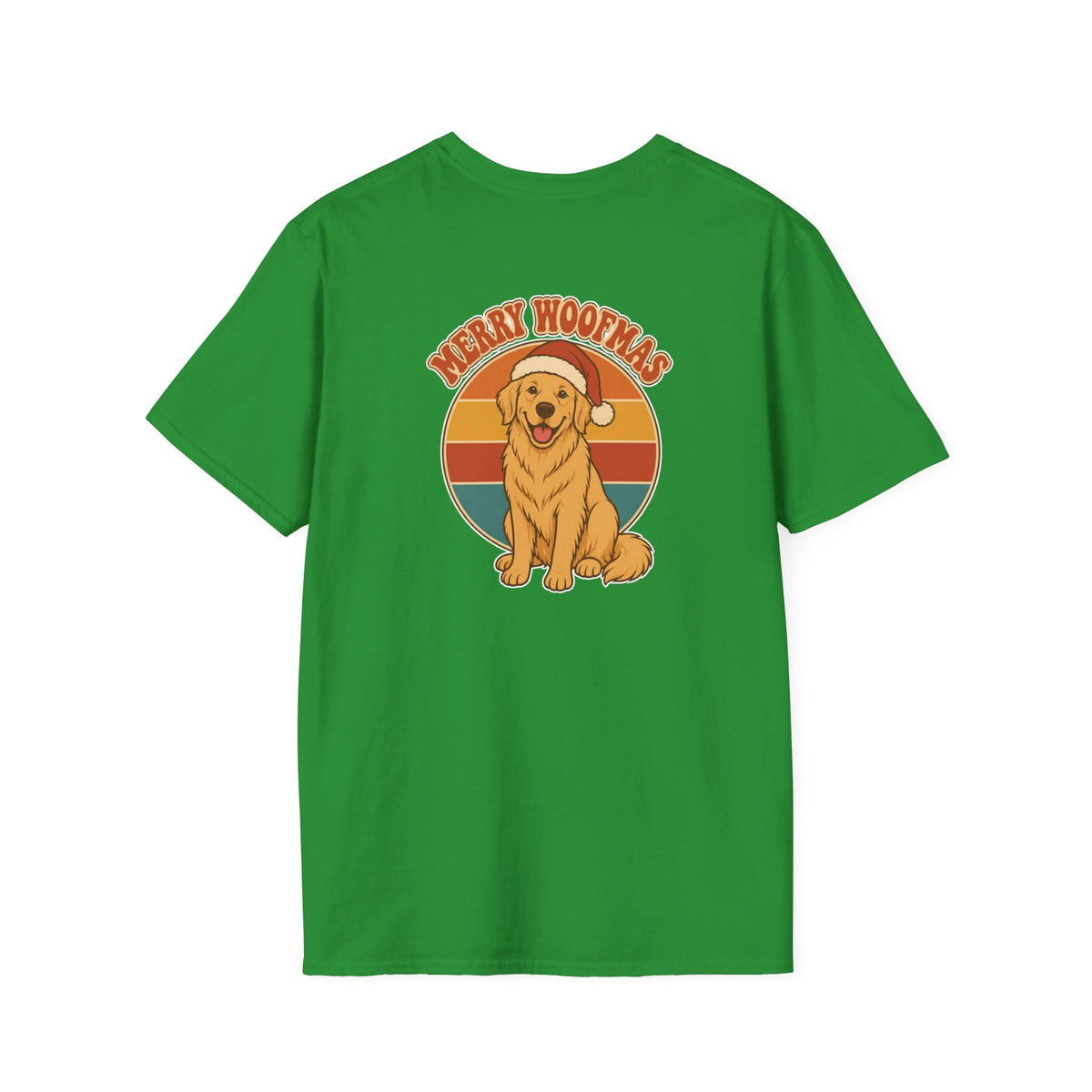 Retro Christmas Dog T-Shirt Merry Woofmas Vintage Dog Lover Shirt Unisex Softstyle Tee Christmas Gift