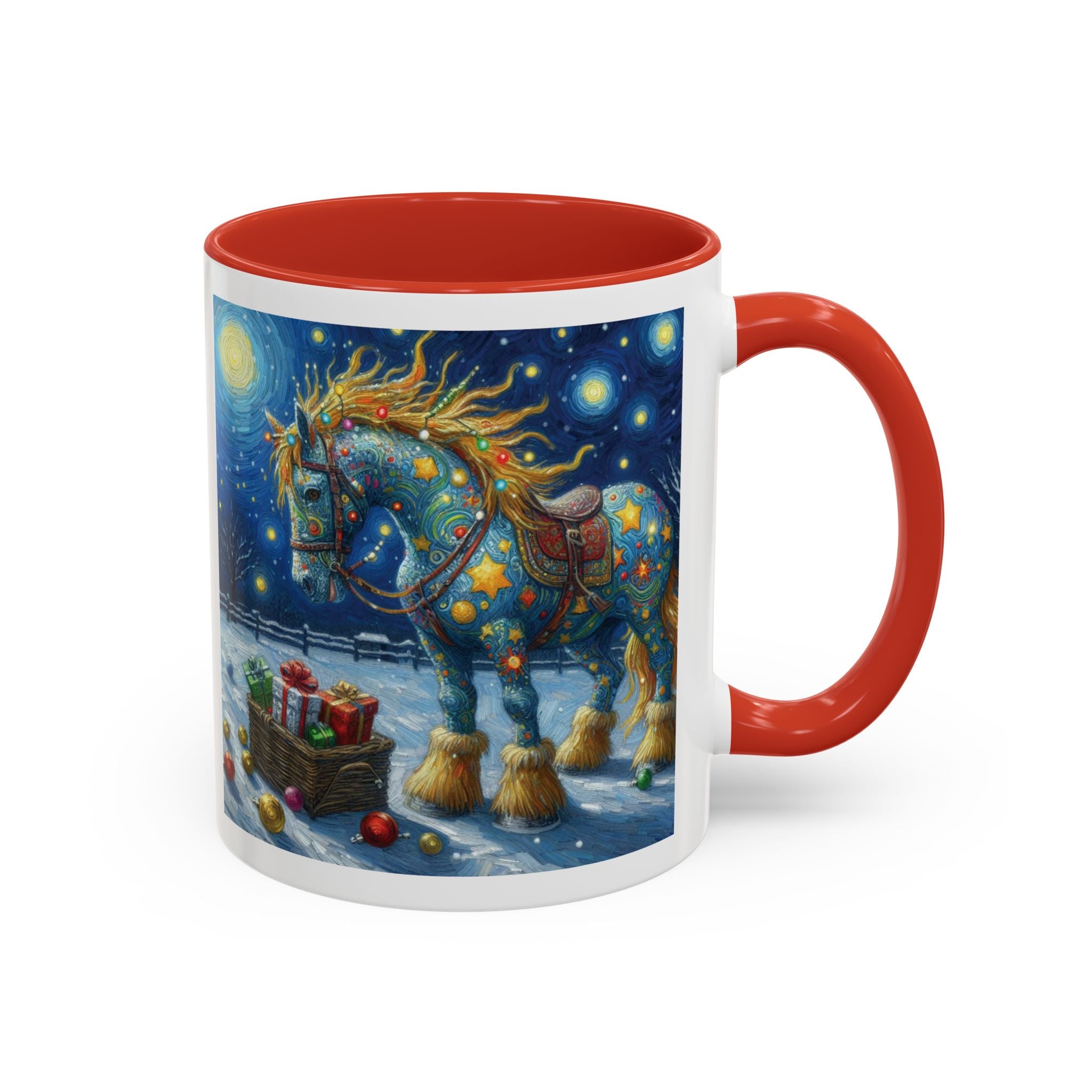 Christmas Mug Horse Mug Van Gogh Art Funny Coffee Tea Ceramic Mug Santa Gift Cup