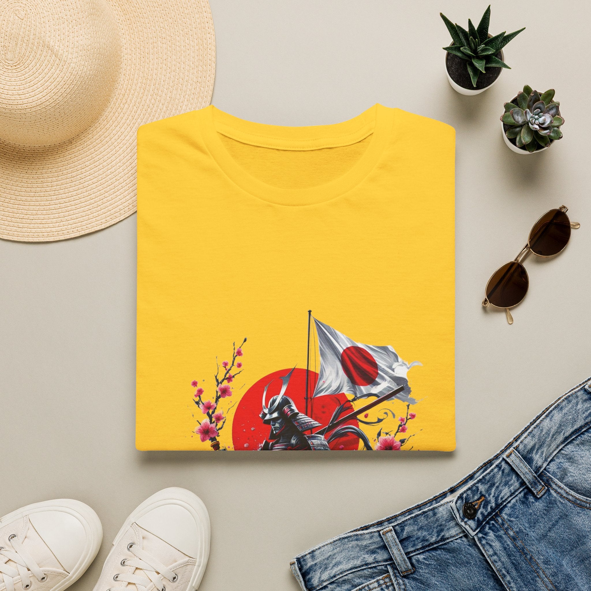 Japan Unisex Softstyle T-Shirt Japanese Art Sakura Samurai Cotton Gift Unique