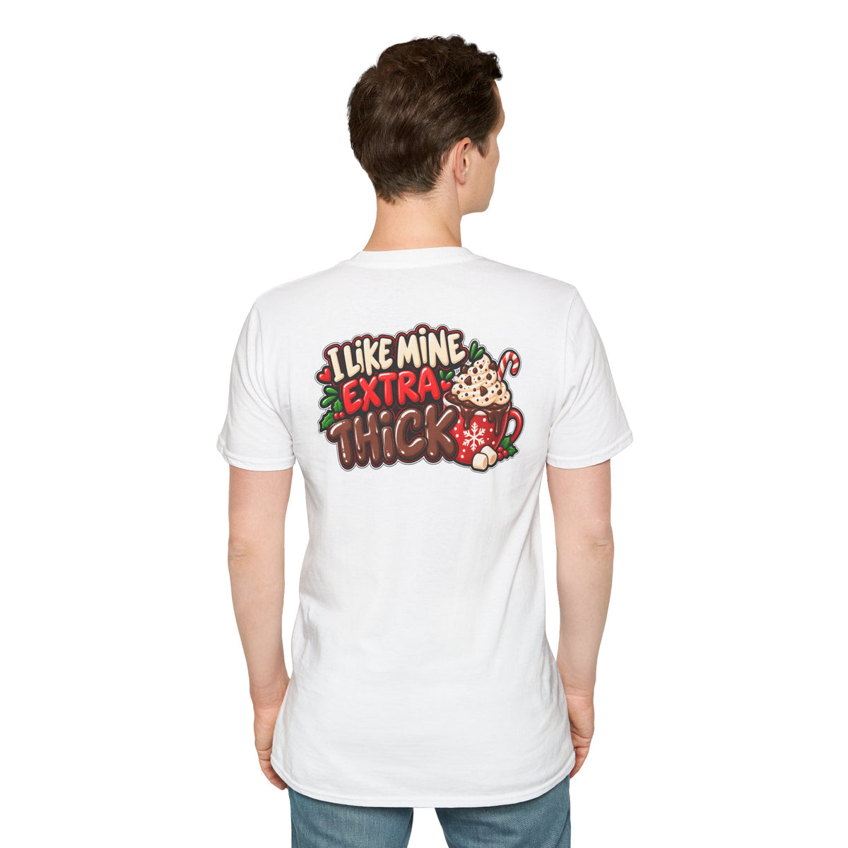 Funny Christmas Pun Tee Cheeky Holiday Shirt Dark Humor Funny Shirt I LIKE MINE EXTRA THICK T-Shirt Unique Gift