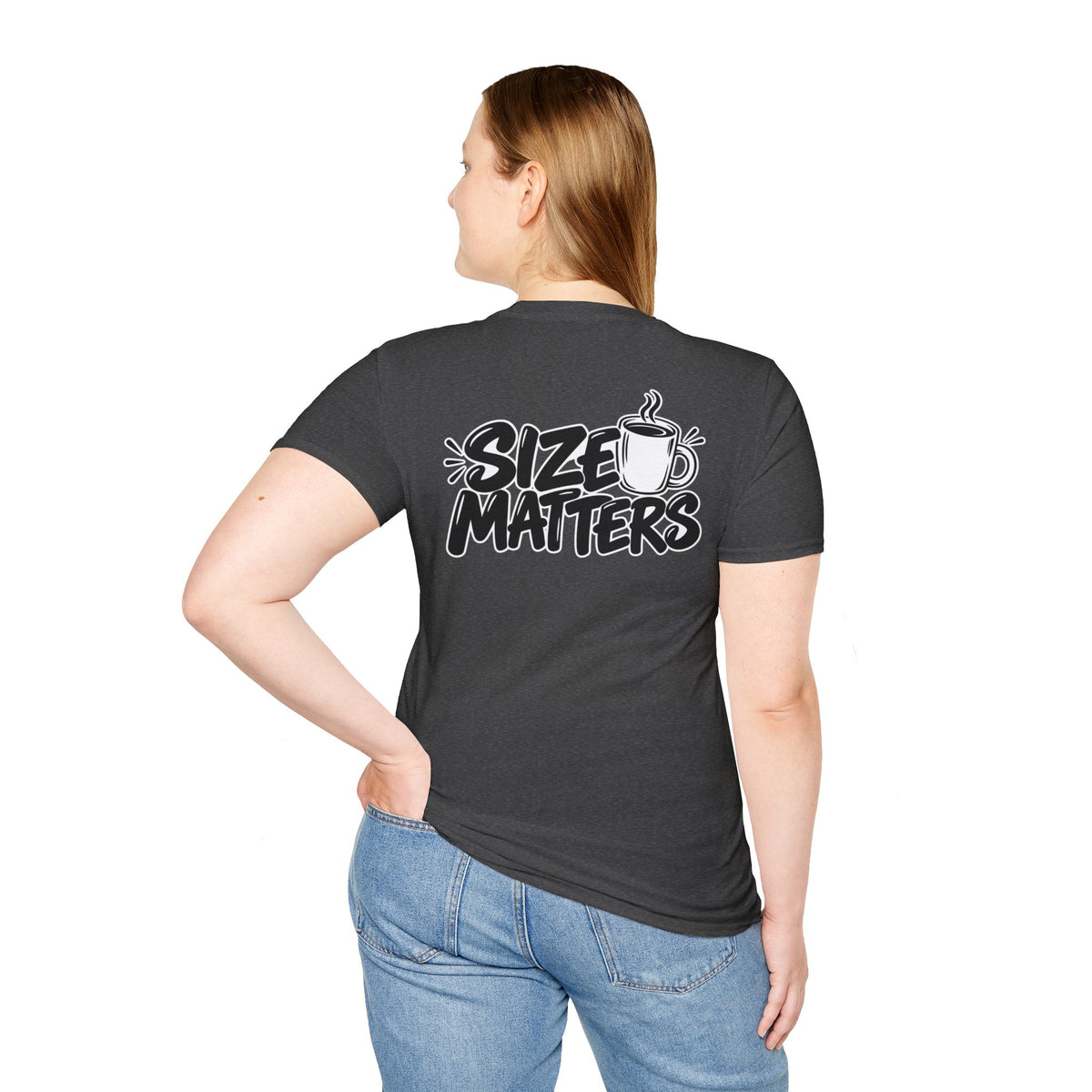 Dark Humor Funny Coffee Shirt Size Matters Novelty Graphic Tee Unique Gift