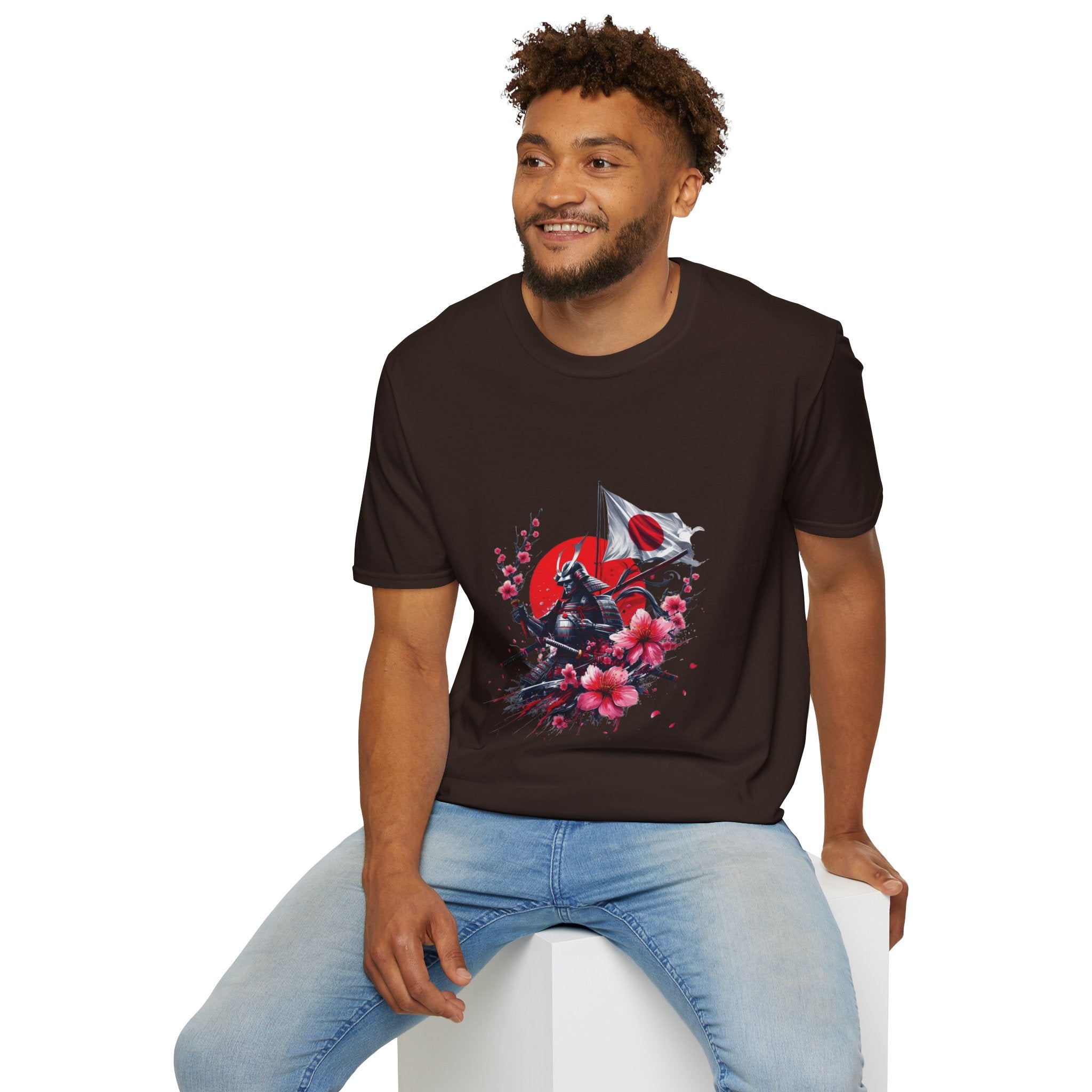 Japan Unisex Softstyle T-Shirt Japanese Art Sakura Samurai Cotton Gift Unique