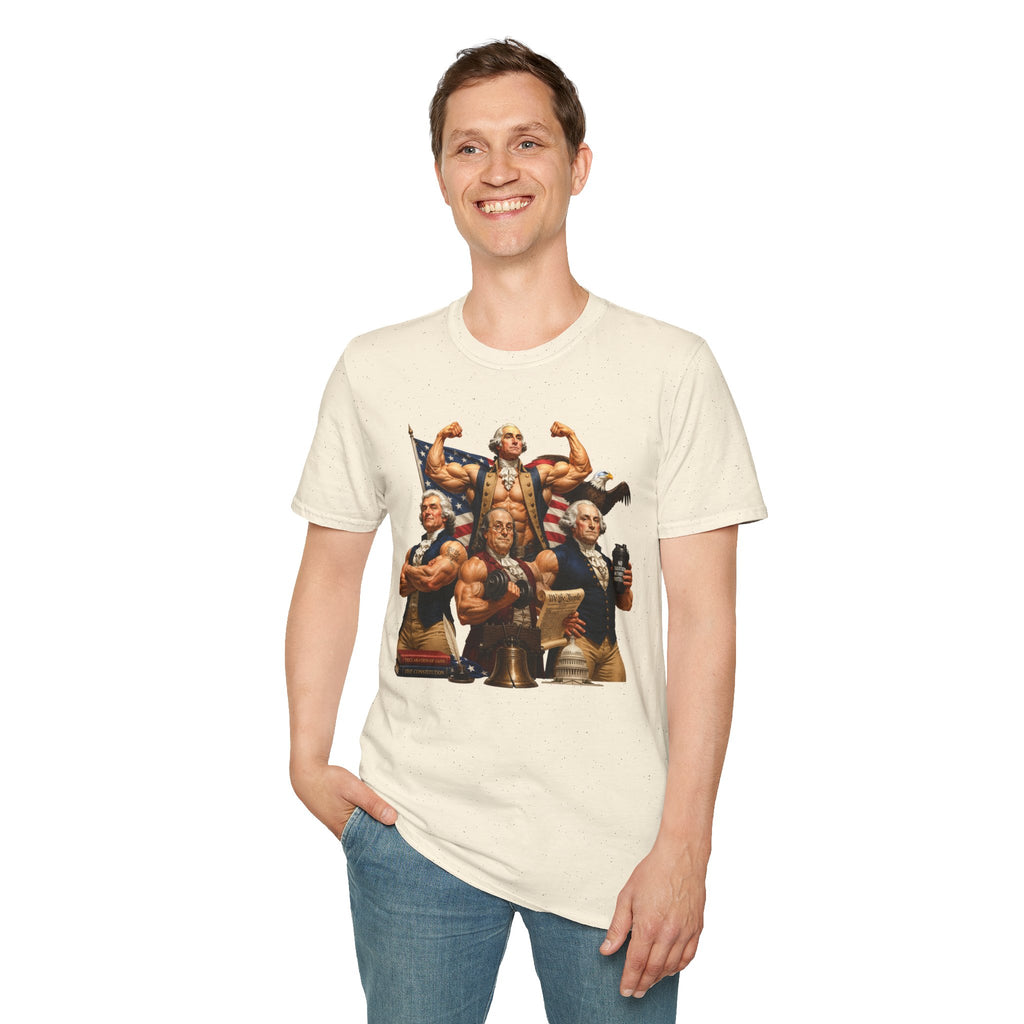 Funny USA Unisex Softstyle T-Shirt Giant Declaration Receipt Funny Patriotic T-Shirt United States of America Benjamin Franklin George Washington Tshirt