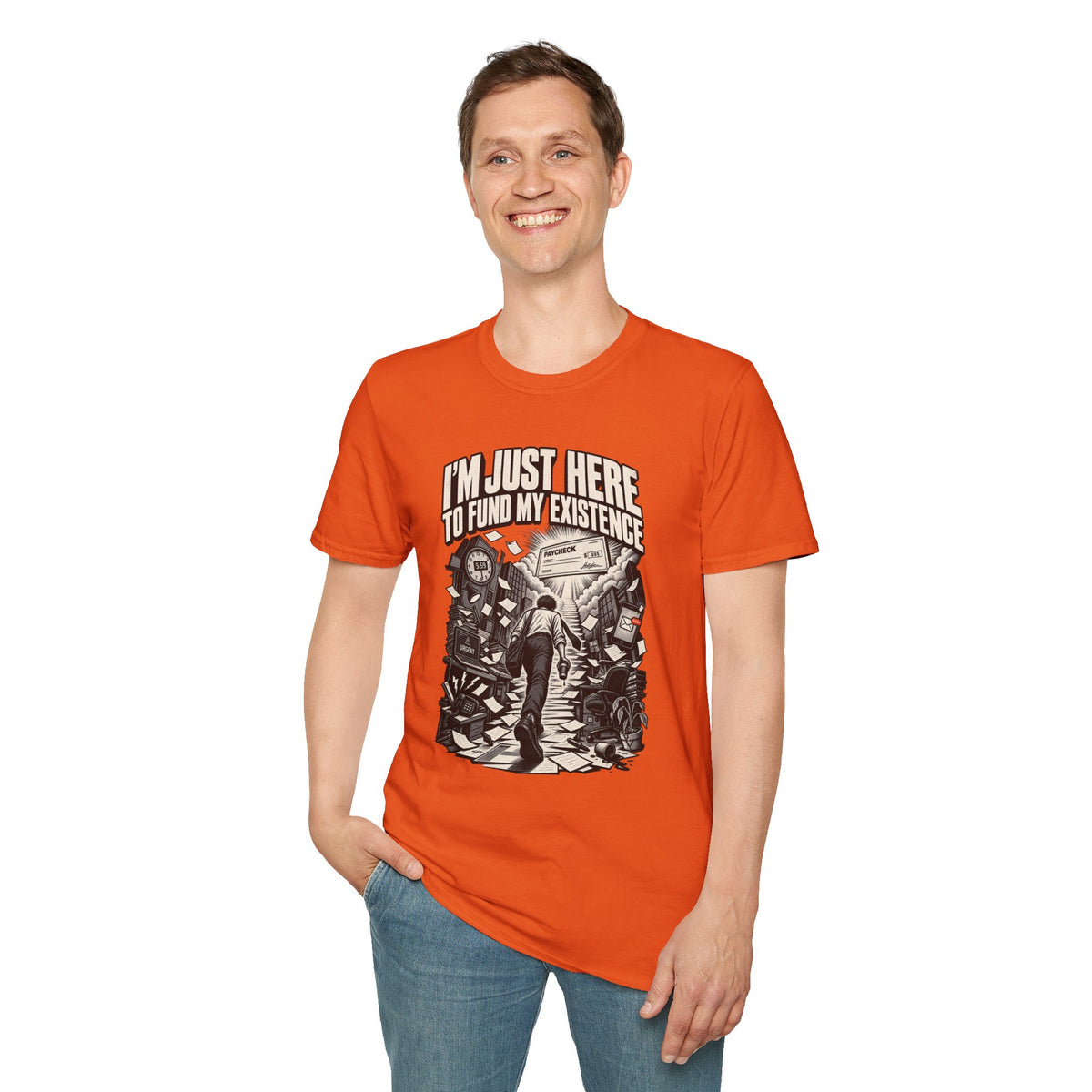Funny Dark Humor Tshirt — Funny Office Tshirt Dark Humor Graphic Tee Unique Coworker Gift I'M JUST HERE TO FUND MY EXISTENCE Shirt