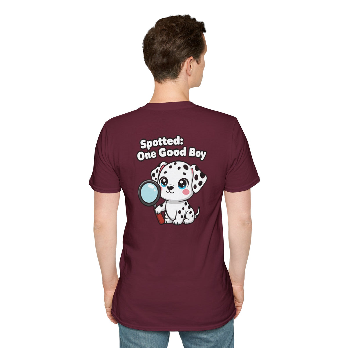 Cute Dalmatian Shirt Spotted: One Good Boy Funny Dog Lover Unisex Softstyle Tee Gift