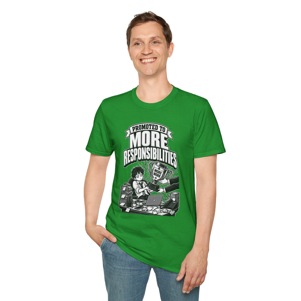 Funny Dark Humor Tshirt — Funny Office Tshirt Dark Humor Graphic Tee Unique Coworker Gift PROMOTED TO MORE RESPONSIBILITIES Shirt