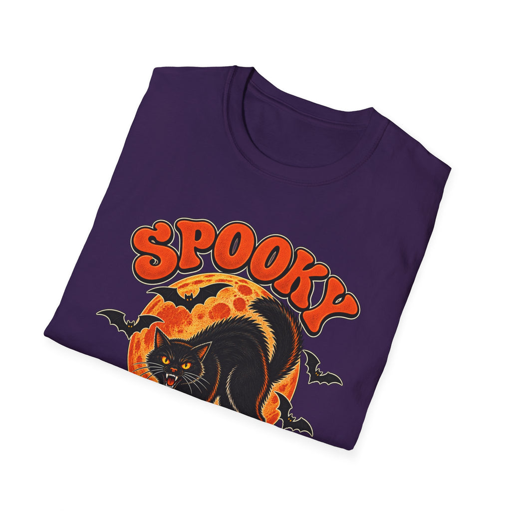 Retro Black Cat Halloween Shirt | Vintage Spooky Season Graphic Tee | Womens Halloween T-Shirt