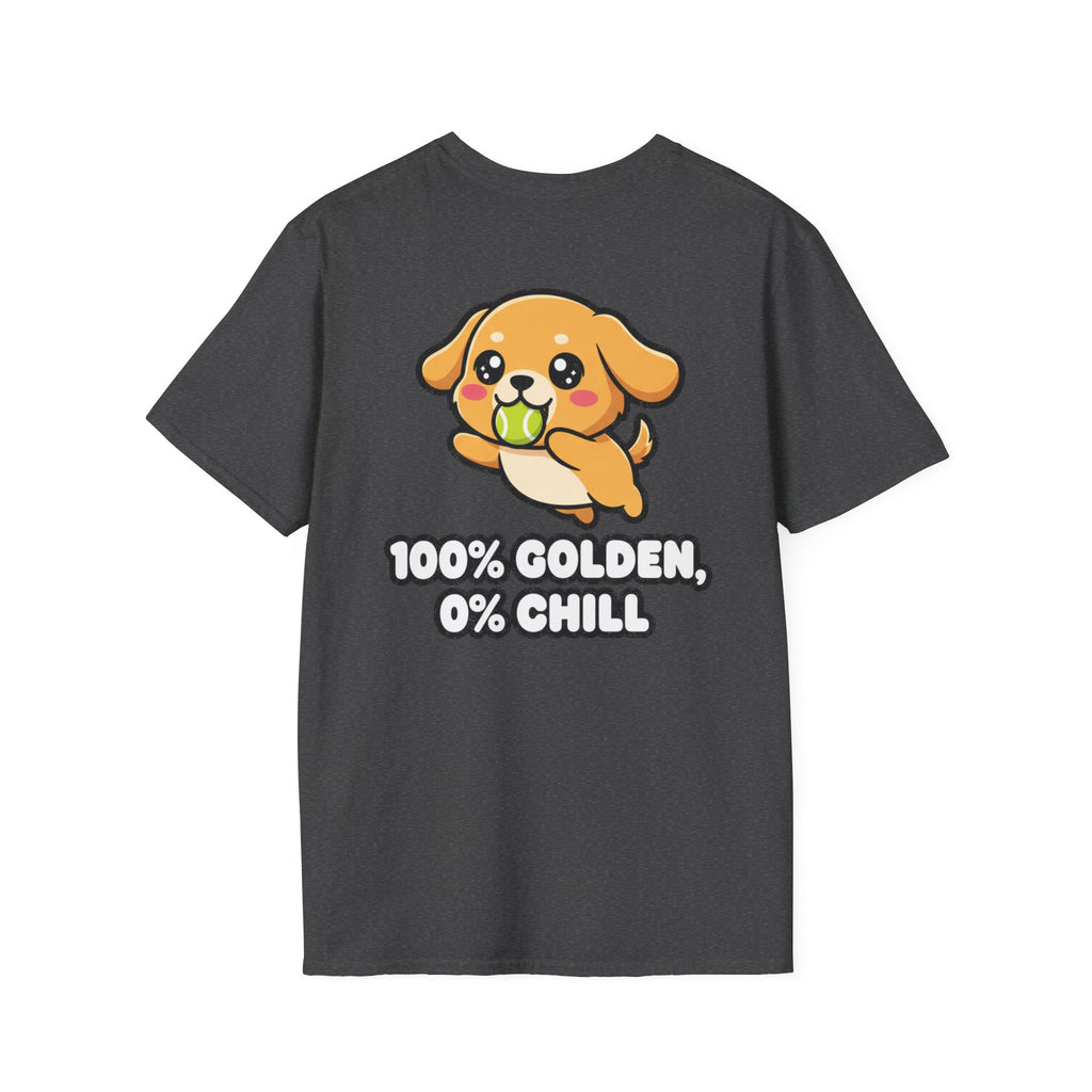 Cute Golden Retriever Shirt 100% Golden, 0% Chill Funny Dog Lover Unisex Softstyle Tee Gift
