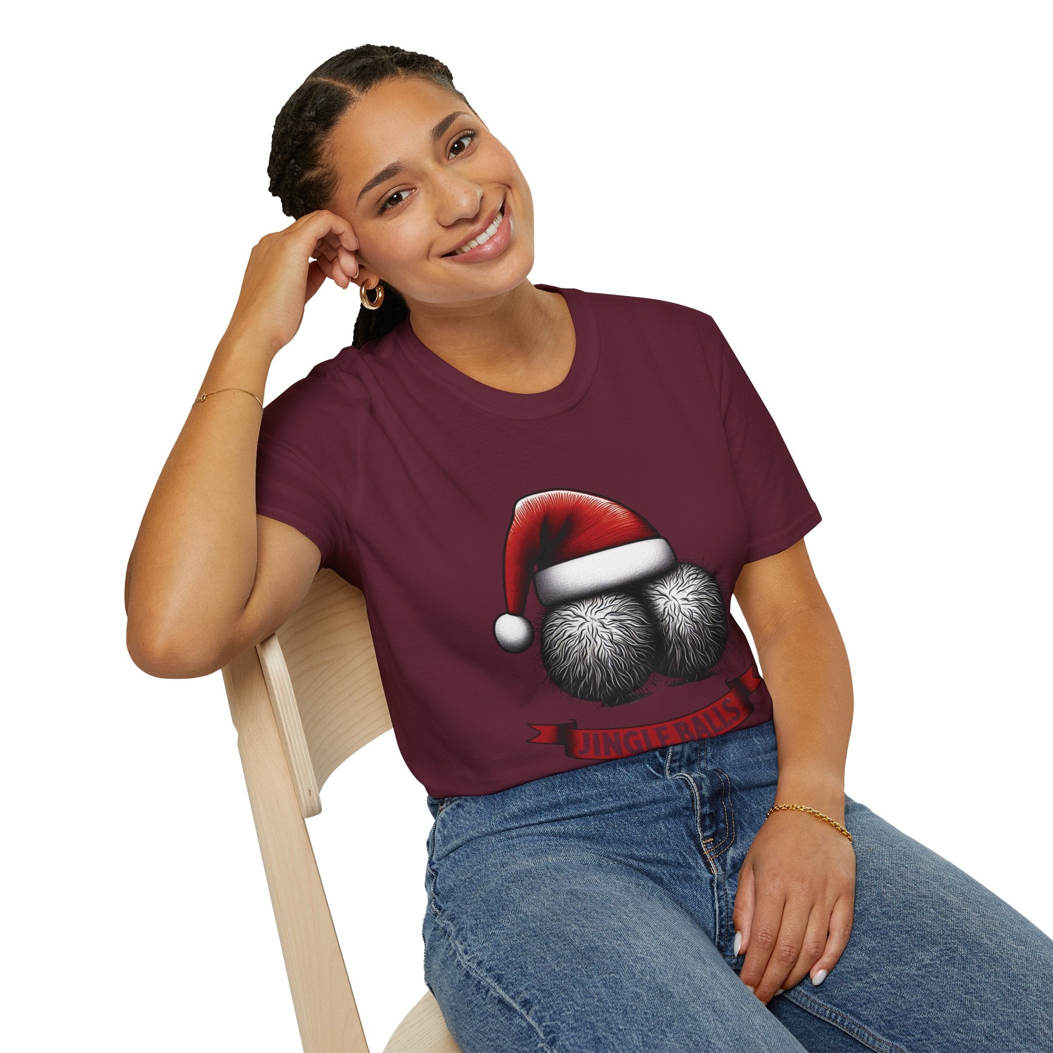 Tshirt Jingle Balls Funny Christmas T-Shirt Xmas Gift Tops Unisex Softstyle 2027