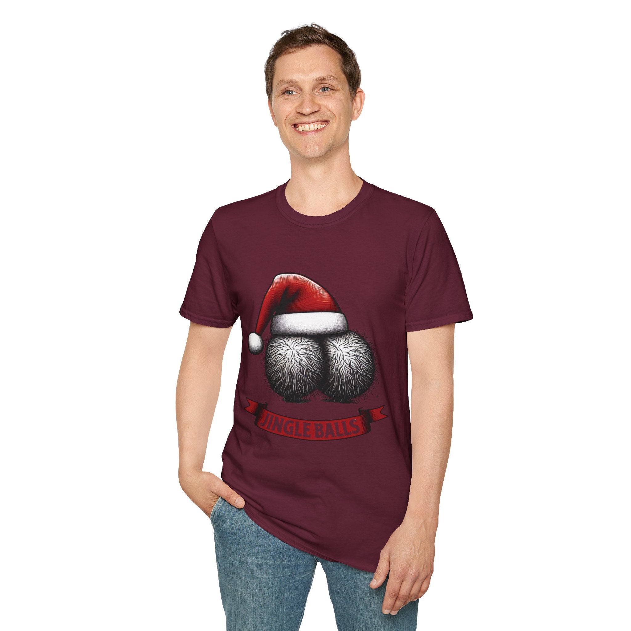 Tshirt Jingle Balls Funny Christmas T-Shirt Xmas Gift Tops Unisex Softstyle 2027