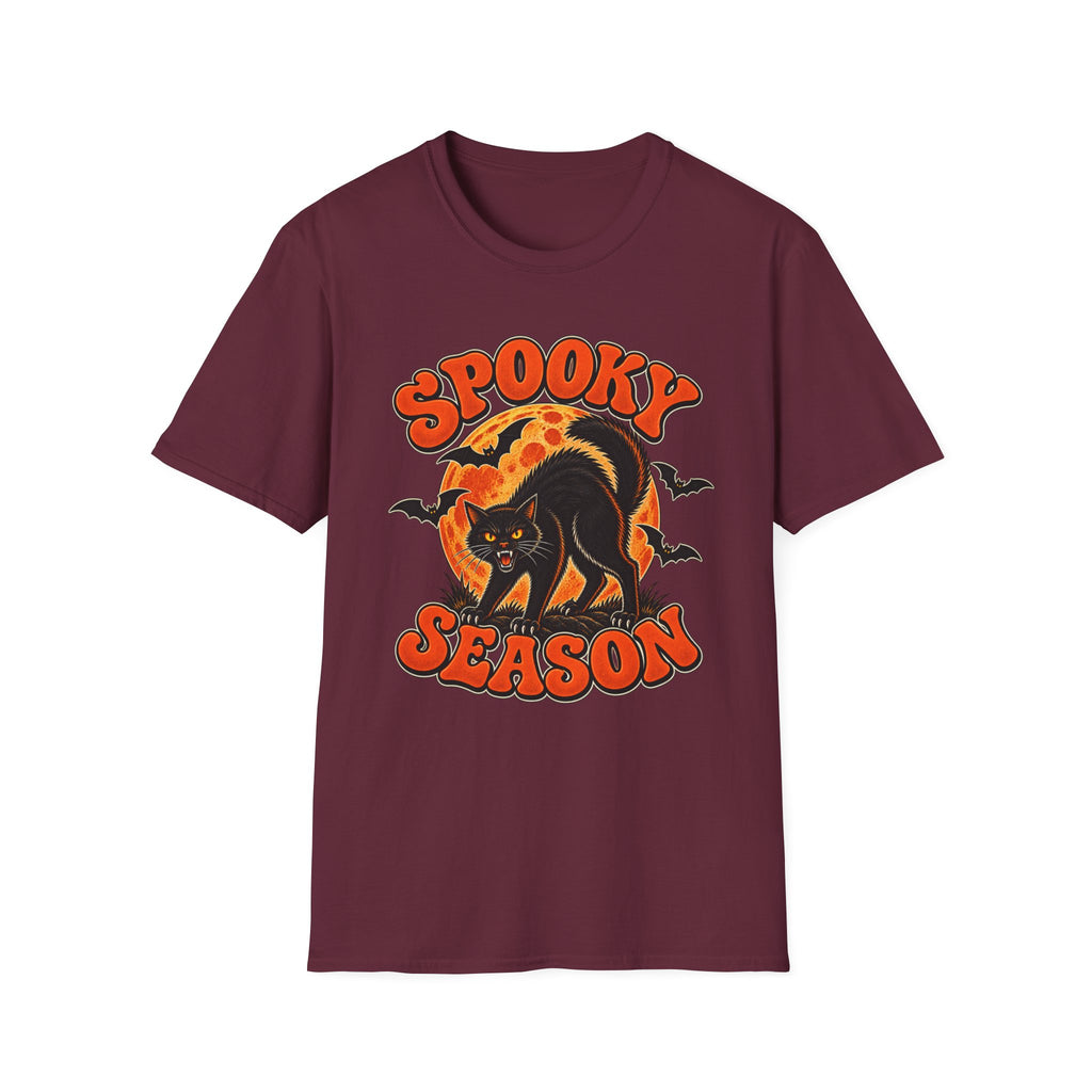 Retro Black Cat Halloween Shirt | Vintage Spooky Season Graphic Tee | Womens Halloween T-Shirt