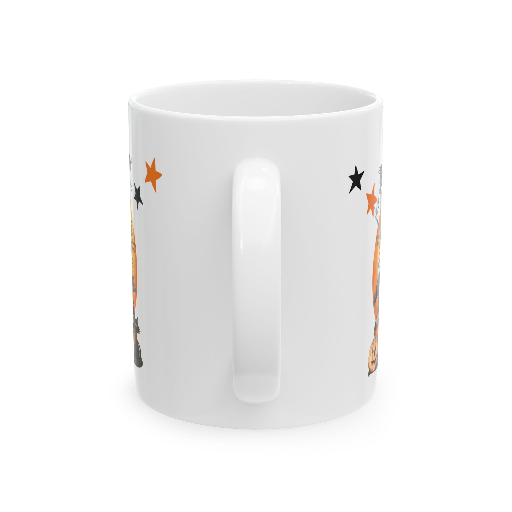 Cute Happy Halloween Funny Coffee Mug Gift For Kids Pumpkin Spooky Cat Boo 11oz
