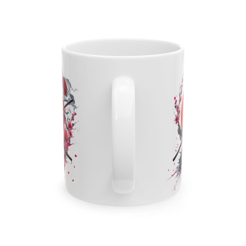 Japan Flag Mug Samurai Sakura Flower Tea Coffee Cup Unique Gift Mug Japanese Art 11oz