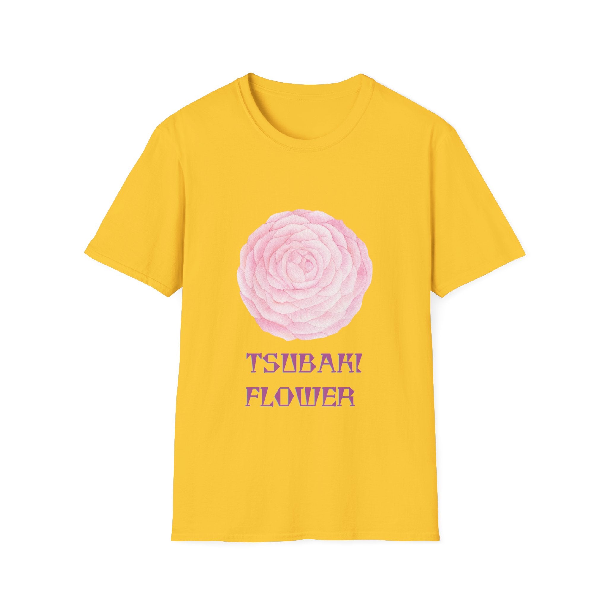 Tsubaki Japanese Camellia Unisex Softstyle T-Shirt Gift Cotton Japan Art Flower
