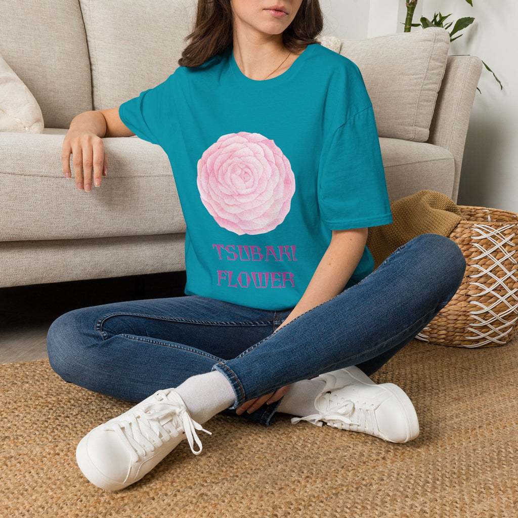 Tsubaki Japanese Camellia Unisex Softstyle T-Shirt Gift Cotton Japan Art Flower
