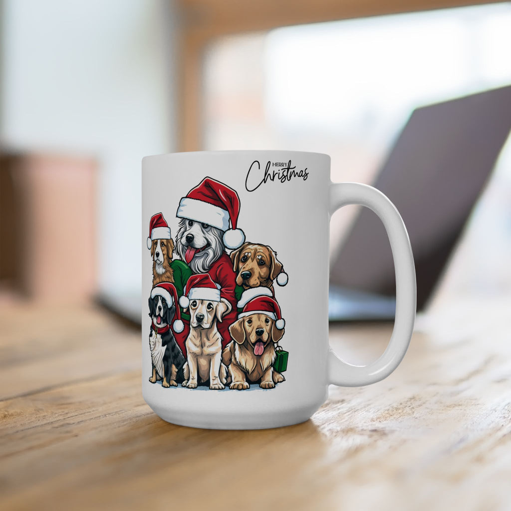 Christmas Mug Dogs Unique Best Gift White Ceramic Mug Merry Christmas Cup 15oz