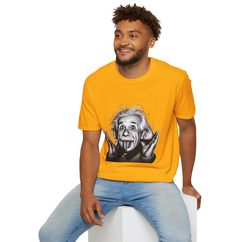 Funny Albert Einstein Print T-Shirt Unisex Softstyle T-Shirt Cotton Unique Gift
