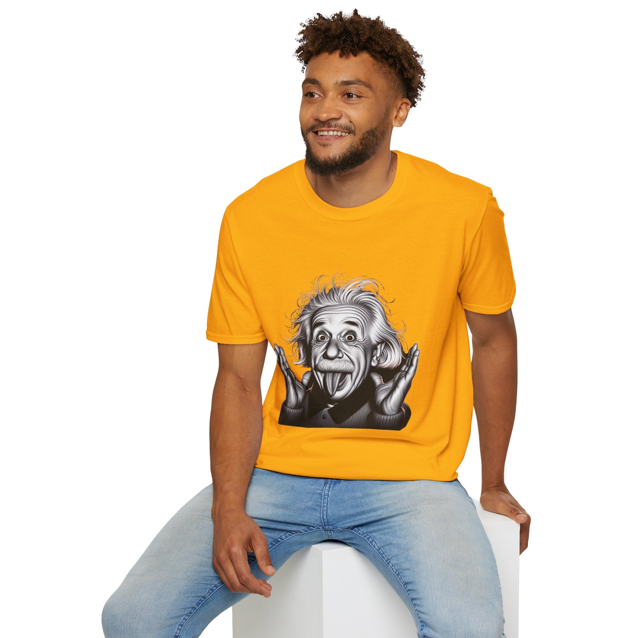 Funny Albert Einstein Print T-Shirt Unisex Softstyle T-Shirt Cotton Unique Gift