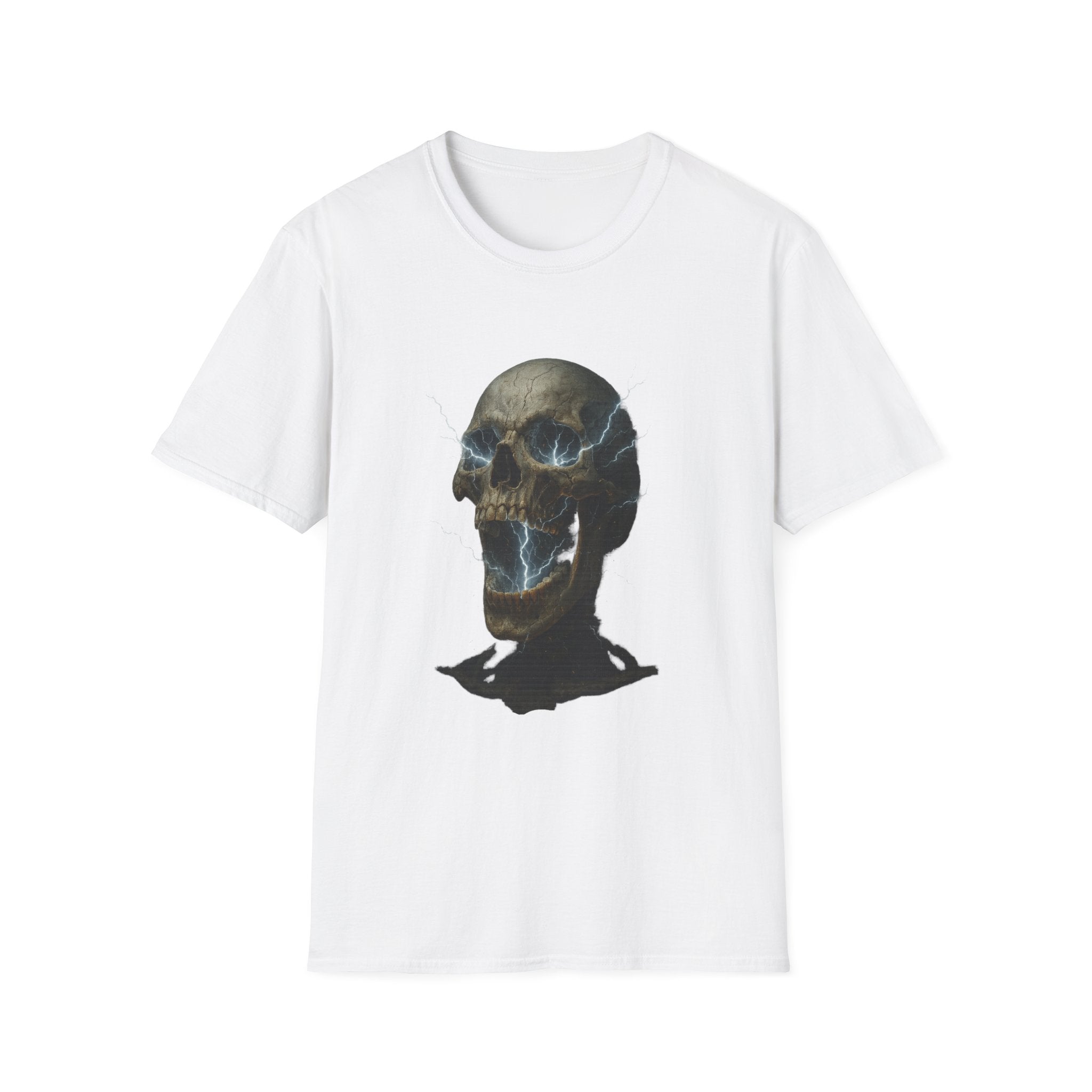 Funny Mens Electric Skull T-Shirt Classic Short Sleeve Shirt Apparel Clothing