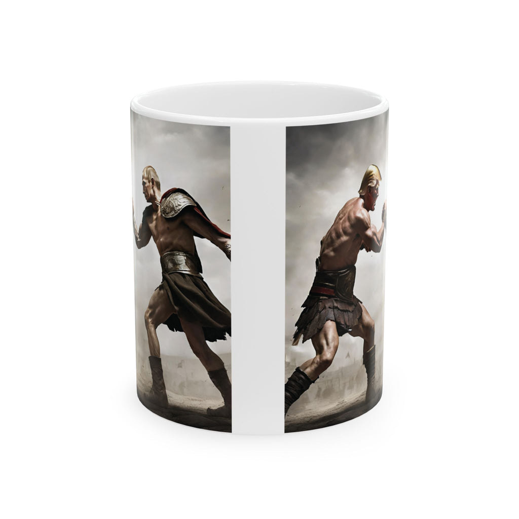 Donald Trump vs Vladimir Putin Battle in Arena Funny Coffee Mug Spartacus 11oz 2026 Usa Russia