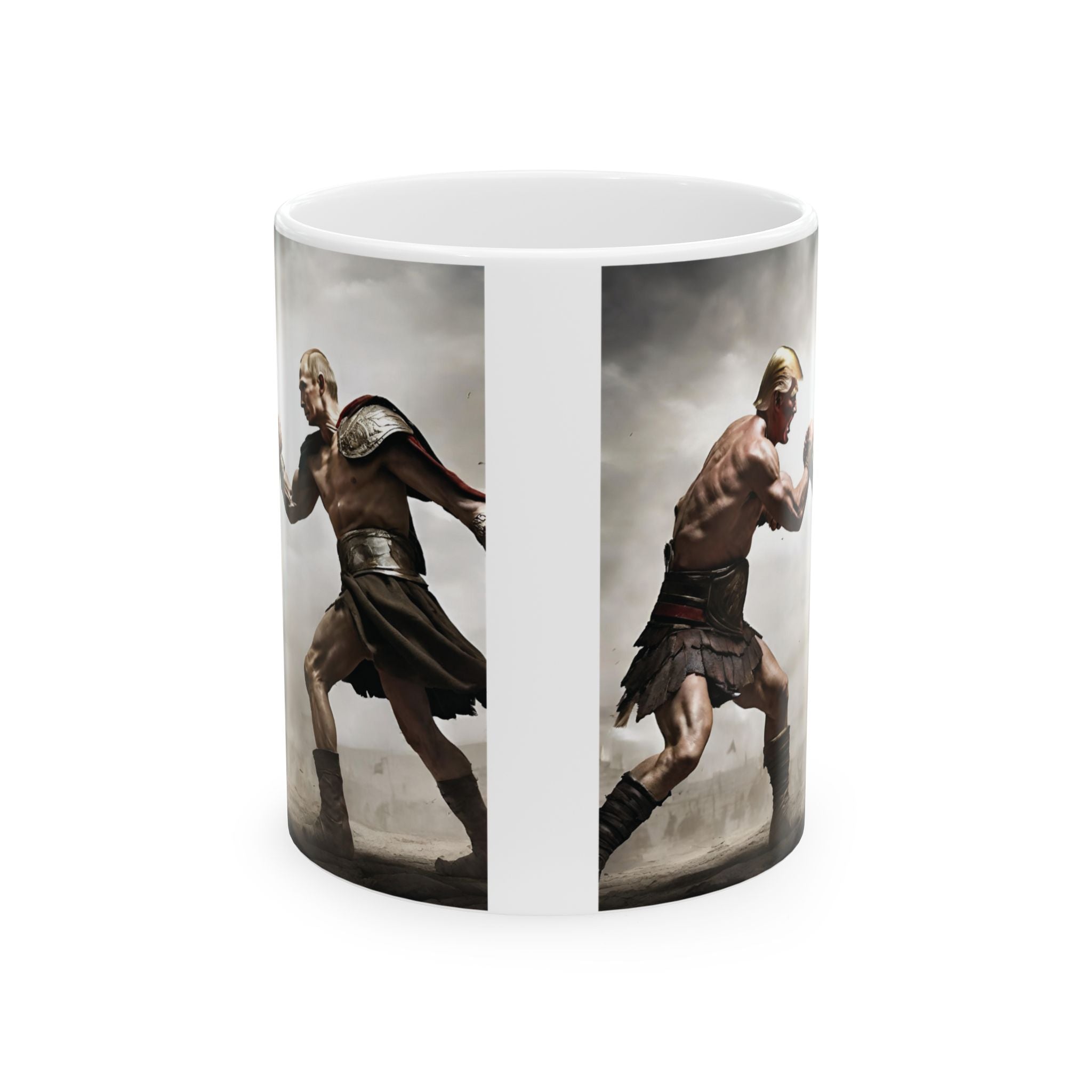 Donald Trump vs Vladimir Putin Battle in Arena Funny Coffee Mug Spartacus 11oz 2026 Usa Russia