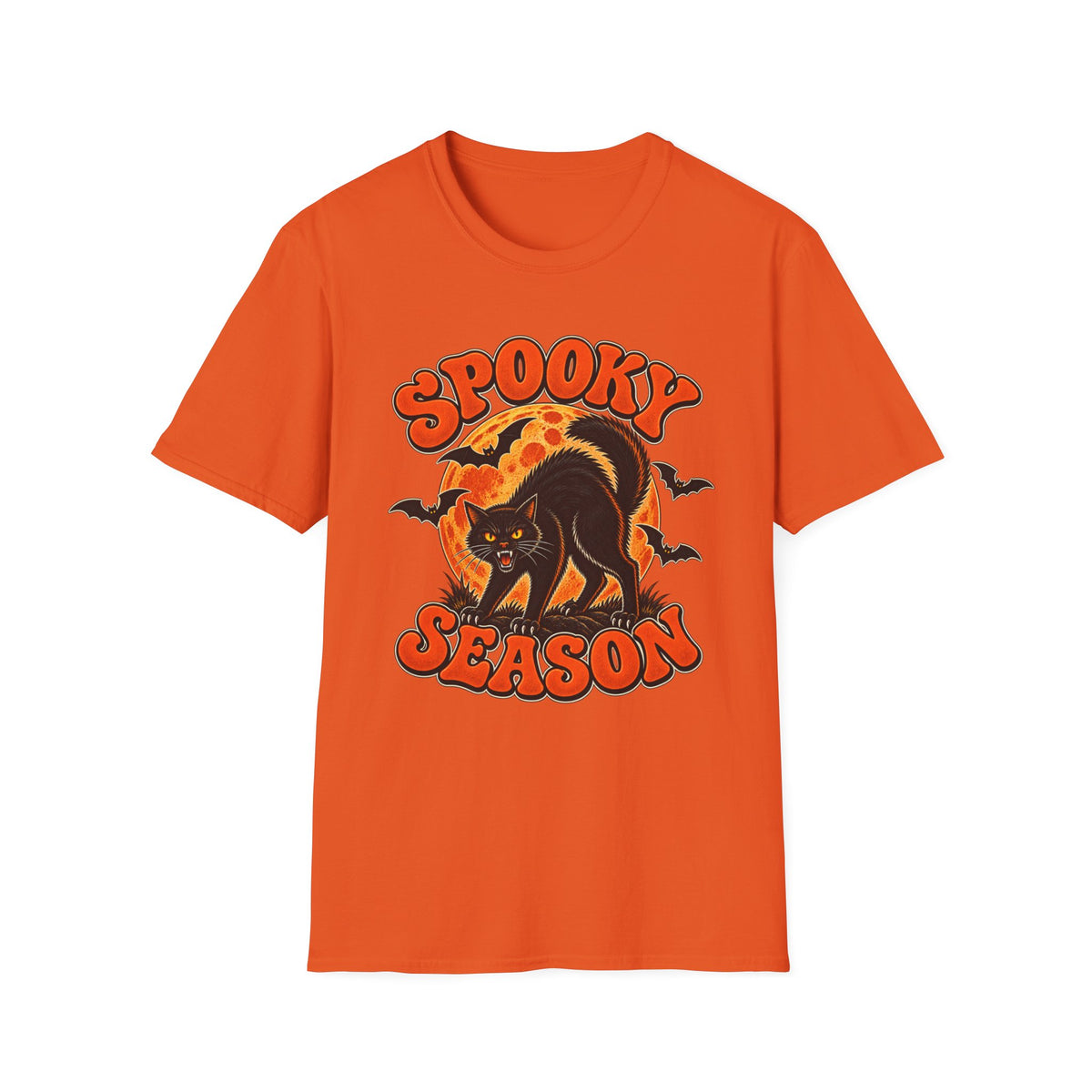 Retro Black Cat Halloween Shirt | Vintage Spooky Season Graphic Tee | Womens Halloween T-Shirt
