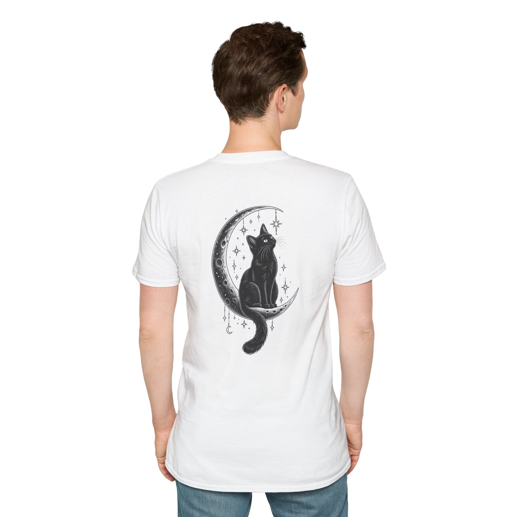 Black Cat Shirt Moon Silhouette Minimalist Funny Cat Lover Graphic Tee Unique Gift Black Cat T shirt