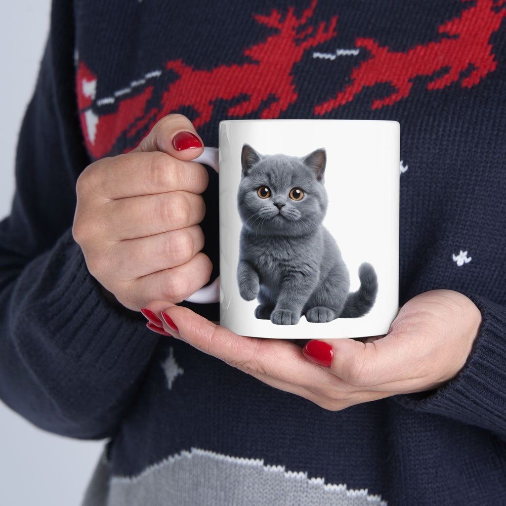 Funny British Shorthair Cat Mug Cute Detective Cat Coffee Cup Lover Gift Ceramic Mug 11oz 15oz