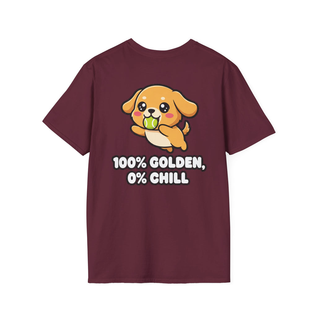 Cute Golden Retriever Shirt 100% Golden, 0% Chill Funny Dog Lover Unisex Softstyle Tee Gift