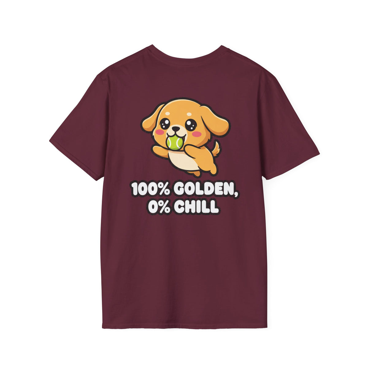 Cute Golden Retriever Shirt 100% Golden, 0% Chill Funny Dog Lover Unisex Softstyle Tee Gift