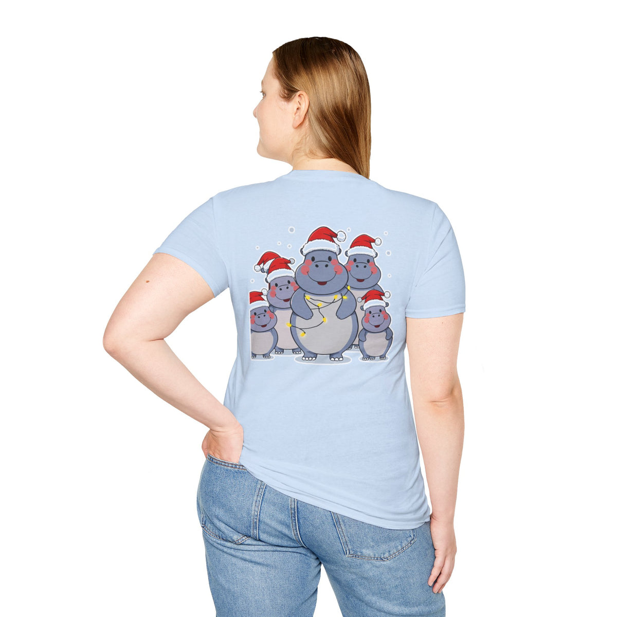 Christmas Hippos Family T-Shirt | Cute Cartoon Unique Holiday Gift Shirt