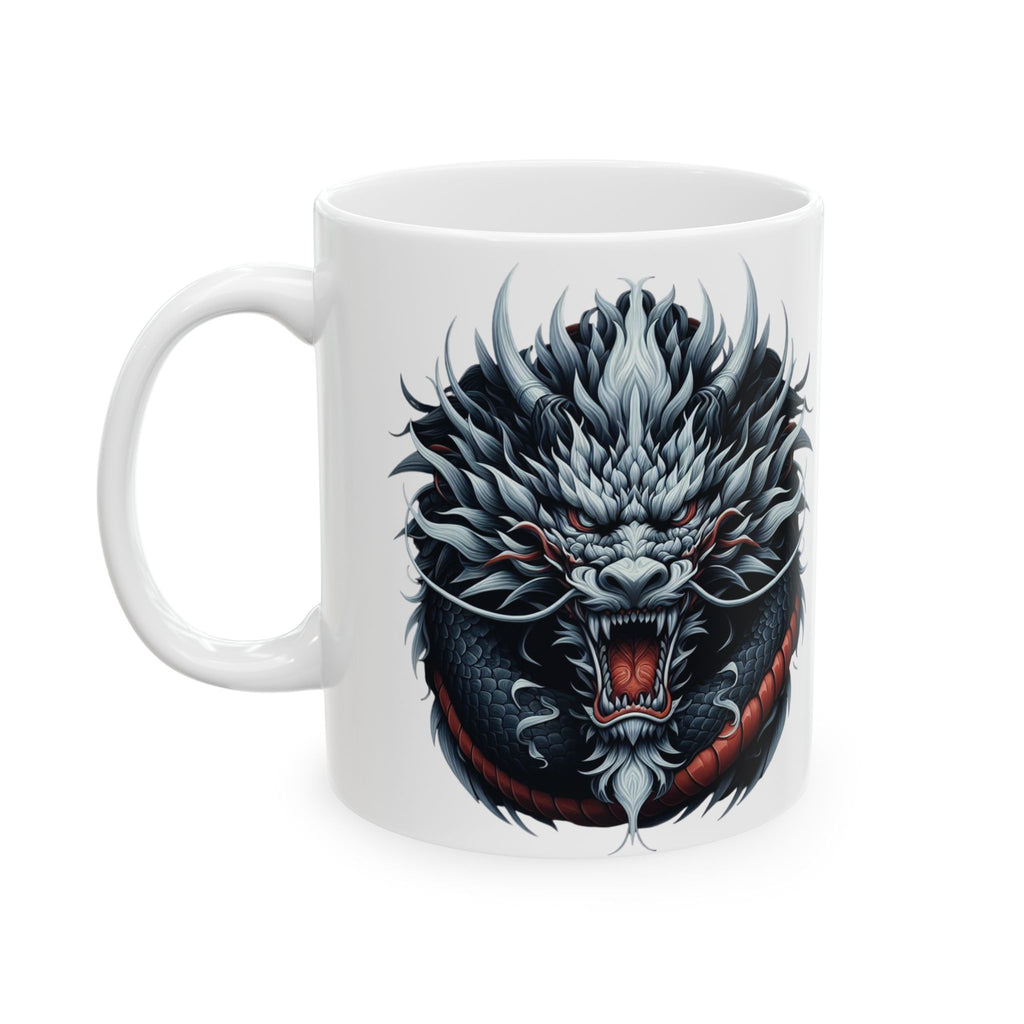 Japan Dragon Mug White Ceramic Tea Coffee Cup Unique Birthday Gift Animal Lover 11oz