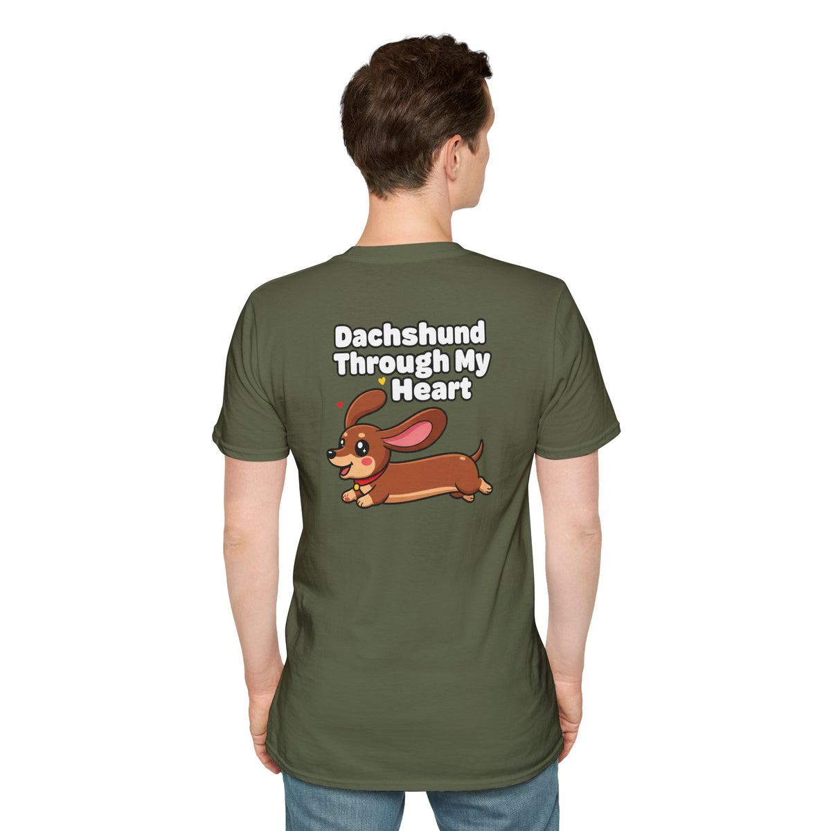Cute Dachshund Shirt Dachshund Through My Heart Funny Dog Lover Unisex Softstyle Tee Gift