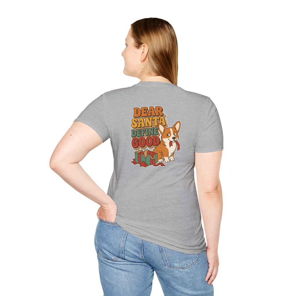 Retro Christmas Dog T-Shirt Dear Santa Define Good Vintage Dog Lover Shirt Unisex Softstyle Tee Christmas Gift