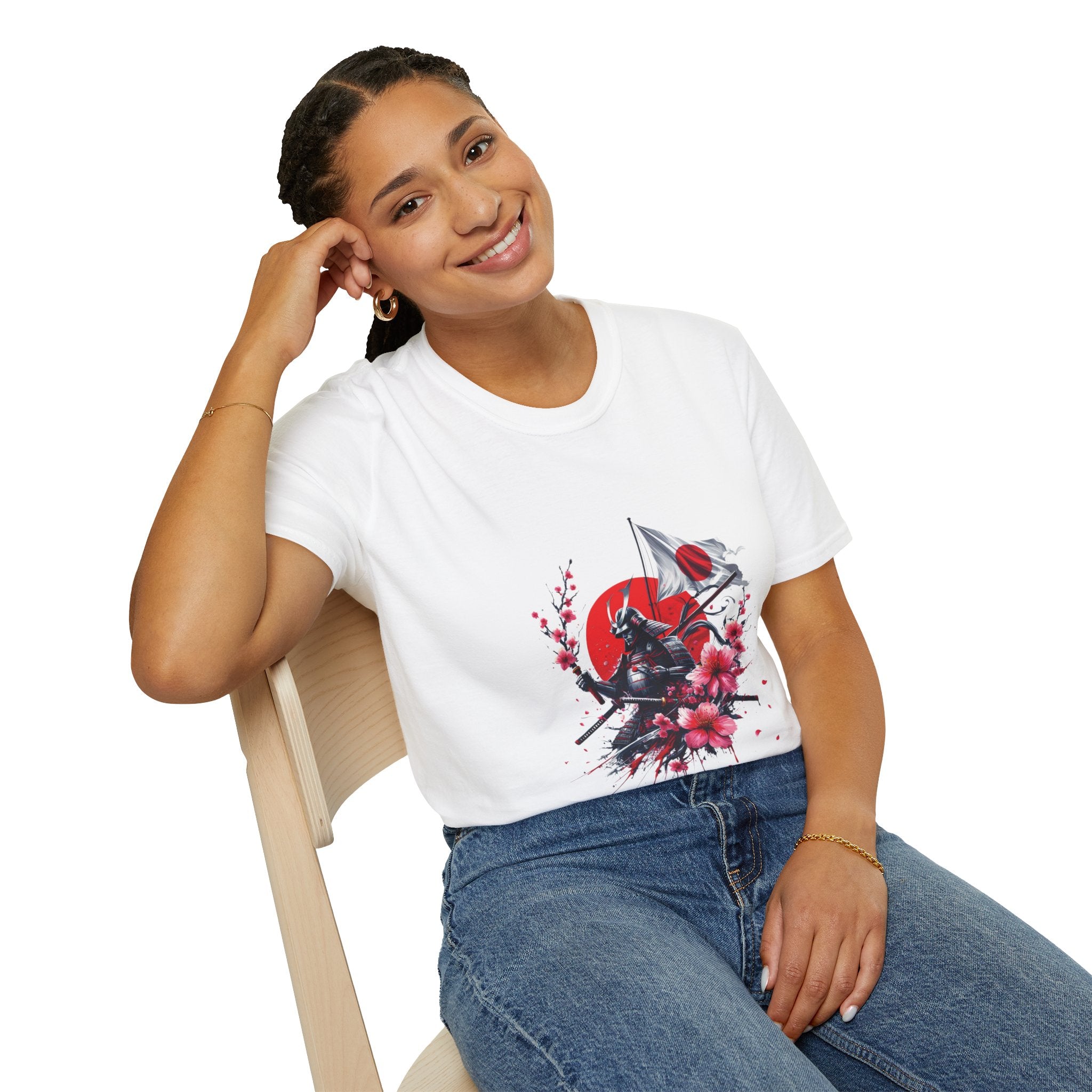Japan Unisex Softstyle T-Shirt Japanese Art Sakura Samurai Cotton Gift Unique