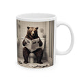 Funny Bear Sitting on Toilet Reading Newspaper Mug Gift Animal Coffee Mug 11oz Unique Cute Mug