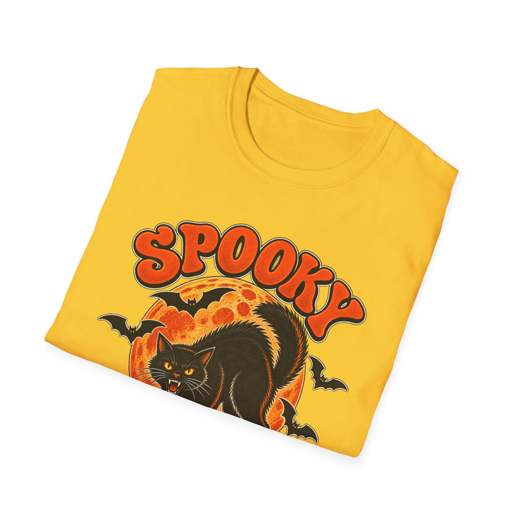 Retro Black Cat Halloween Shirt | Vintage Spooky Season Graphic Tee | Womens Halloween T-Shirt