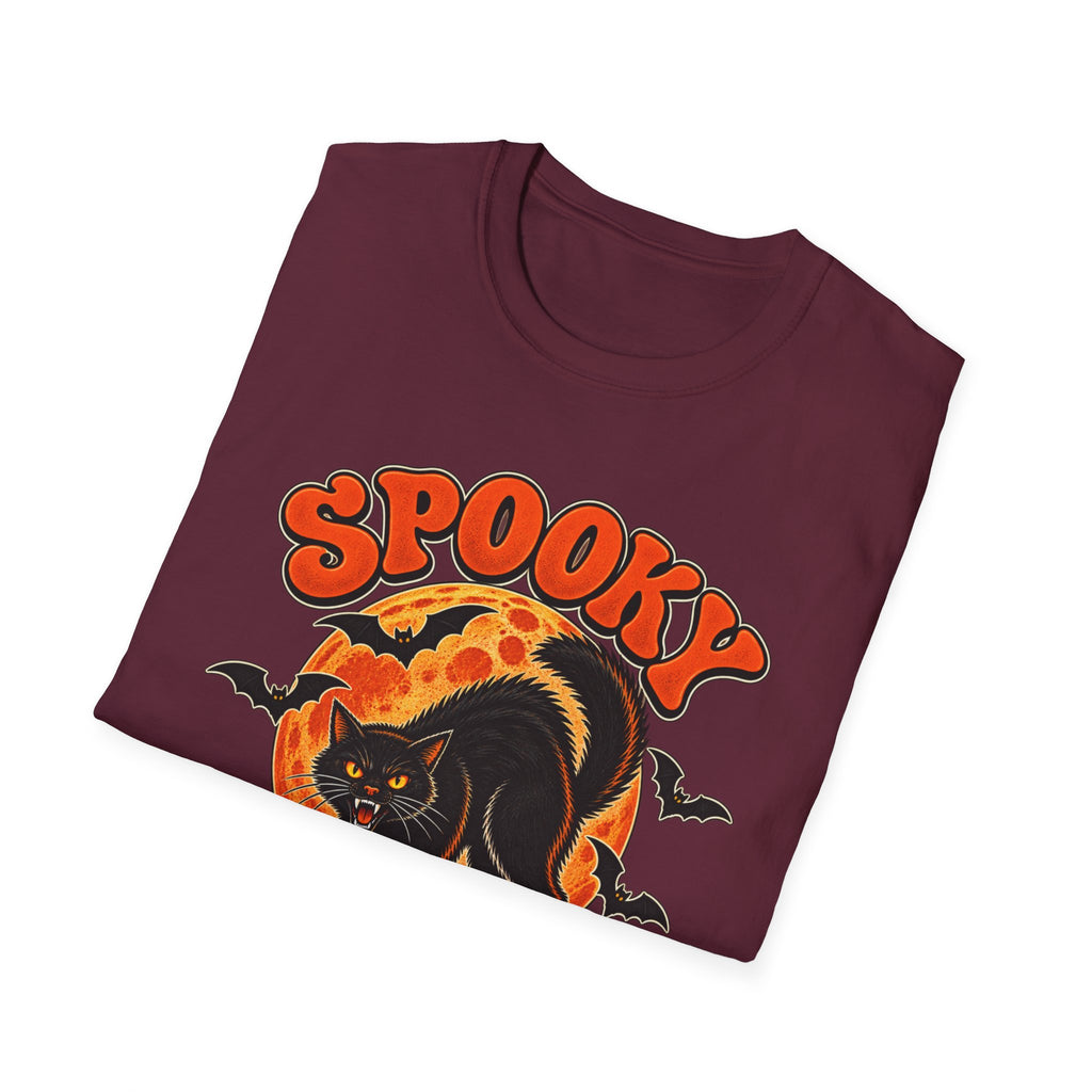 Retro Black Cat Halloween Shirt | Vintage Spooky Season Graphic Tee | Womens Halloween T-Shirt
