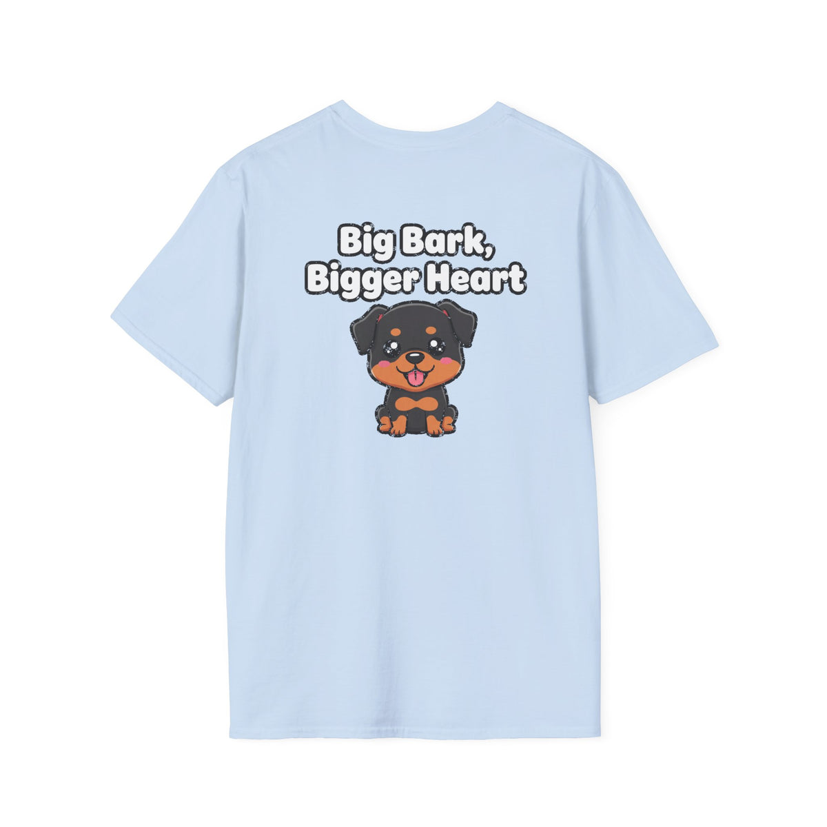 Cute Rottweiler Shirt Big Bark, Bigger Heart Funny Dog Lover Unisex Softstyle Tee Gift
