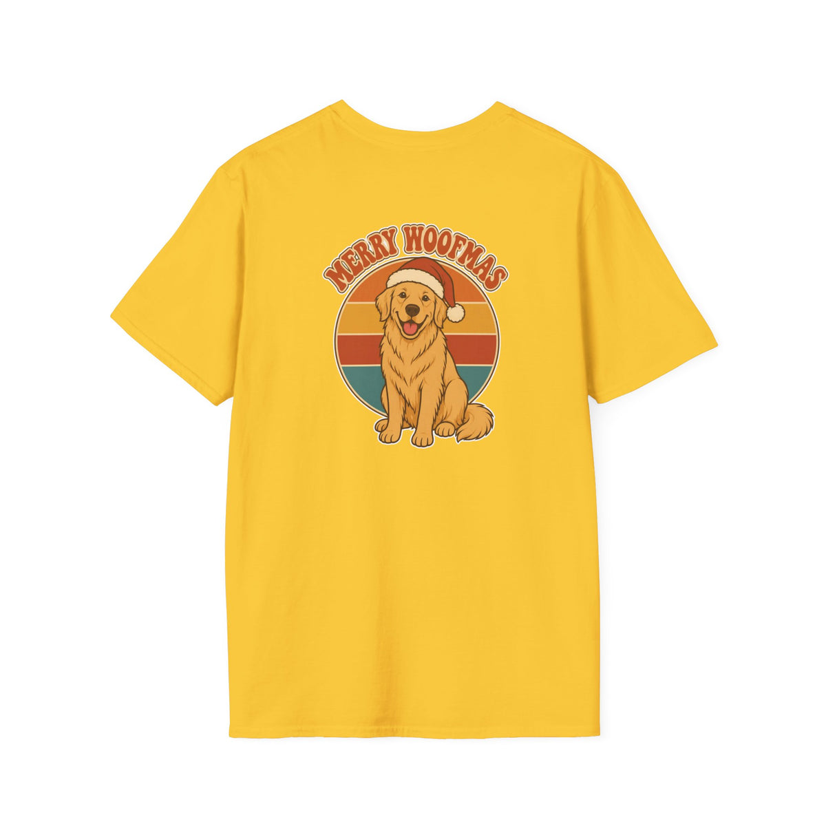 Retro Christmas Dog T-Shirt Merry Woofmas Vintage Dog Lover Shirt Unisex Softstyle Tee Christmas Gift