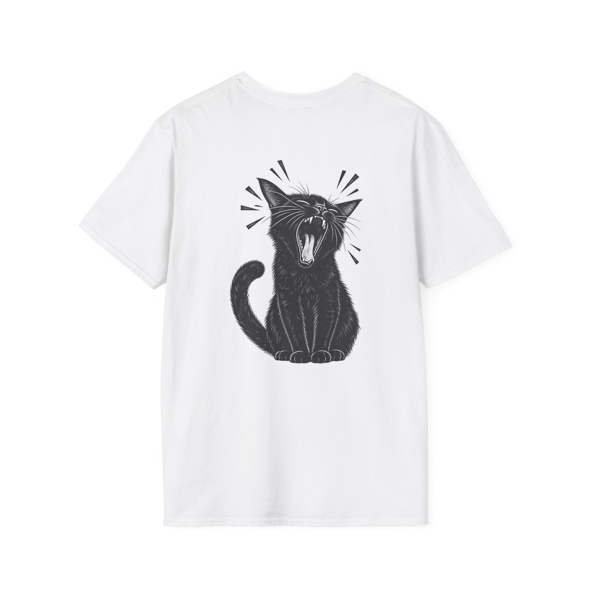 Black Cat Shirt Funny Yawn Comic Style Cat Lover Graphic Tee Unique Gift Black Cat T shirt