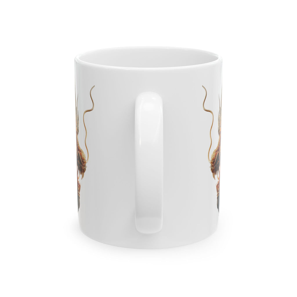 Japan Dragon Mug White Ceramic Tea Coffee Cup Unique Birthday Gift Animal Lover 11oz
