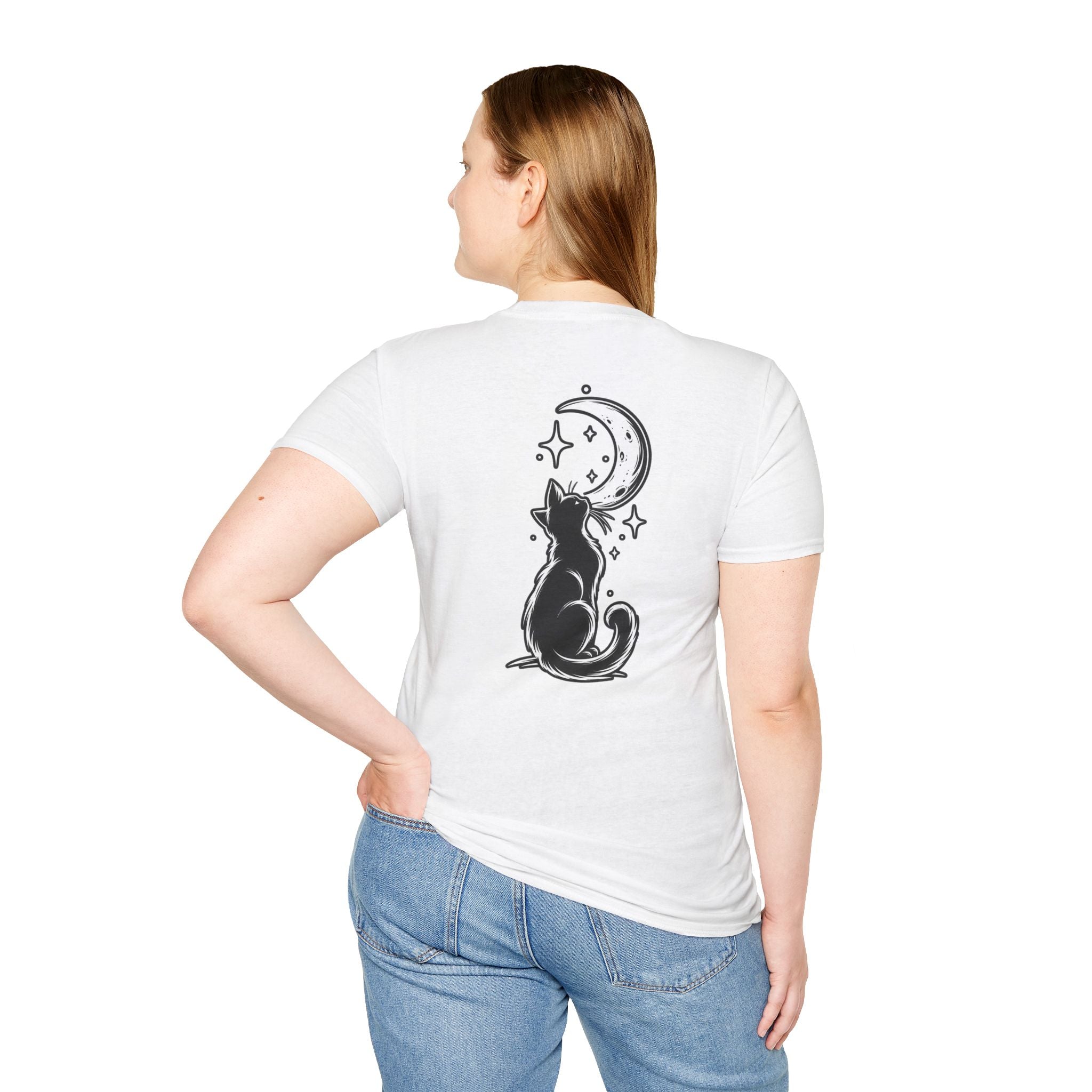 Black Cat Shirt Moon Silhouette Minimalist Funny Cat Lover Graphic Tee Unique Gift Black Cat T shirt