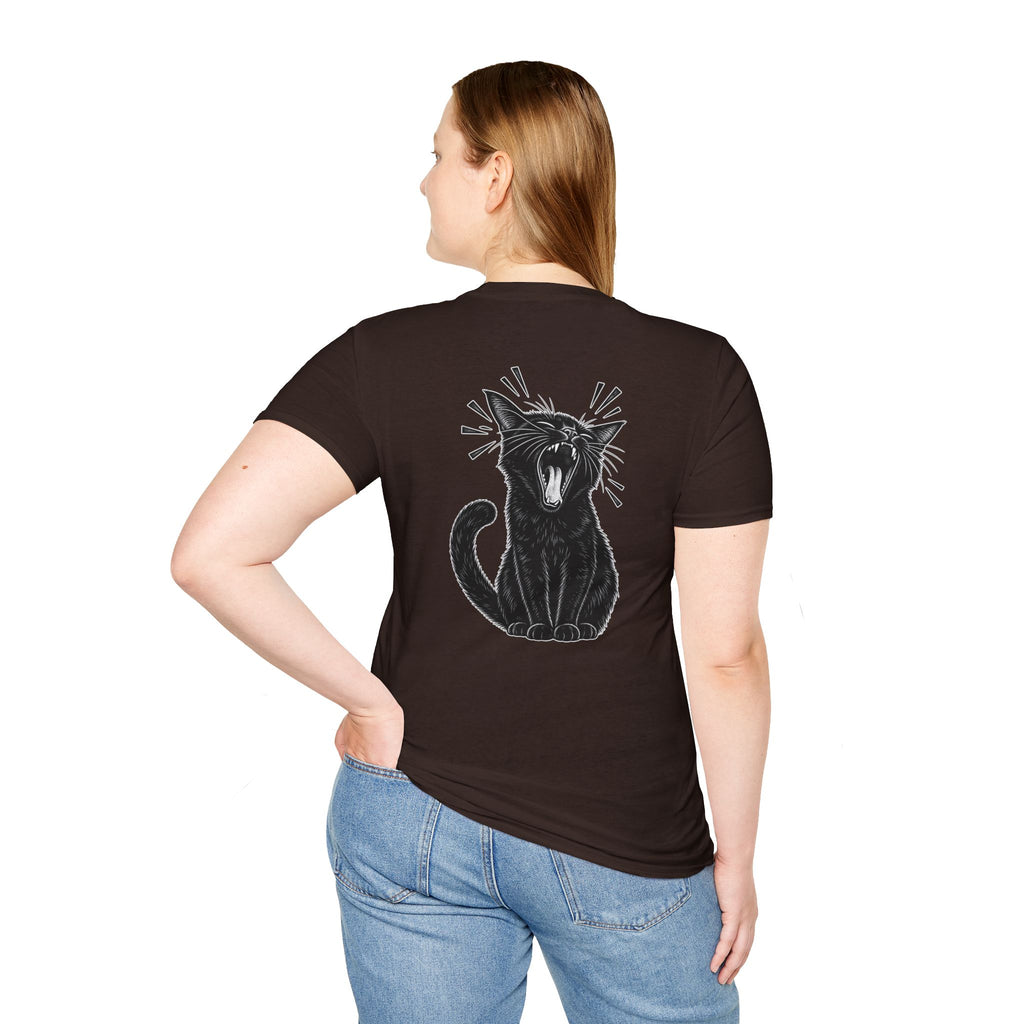 Black Cat Shirt Funny Yawn Comic Style Cat Lover Graphic Tee Unique Gift Black Cat T shirt