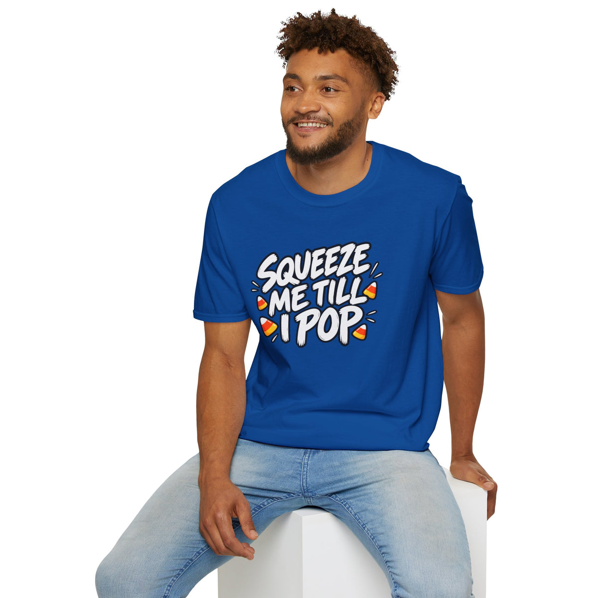 Funny Halloween Shirt Squeeze Me Till I Pop Candy Corn Novelty Tee Graphic T-Shirt