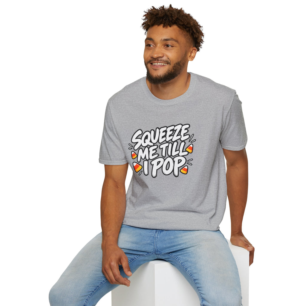 Funny Halloween Shirt Squeeze Me Till I Pop Candy Corn Novelty Tee Graphic T-Shirt