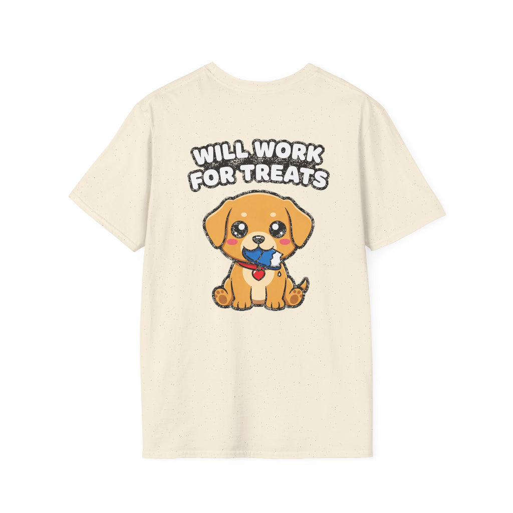 Cute Labrador Shirt Will Work For Treats Funny Dog Lover Unisex Softstyle Tee Gift