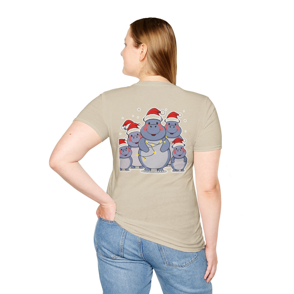 Christmas Hippos Family T-Shirt | Cute Cartoon Unique Holiday Gift Shirt