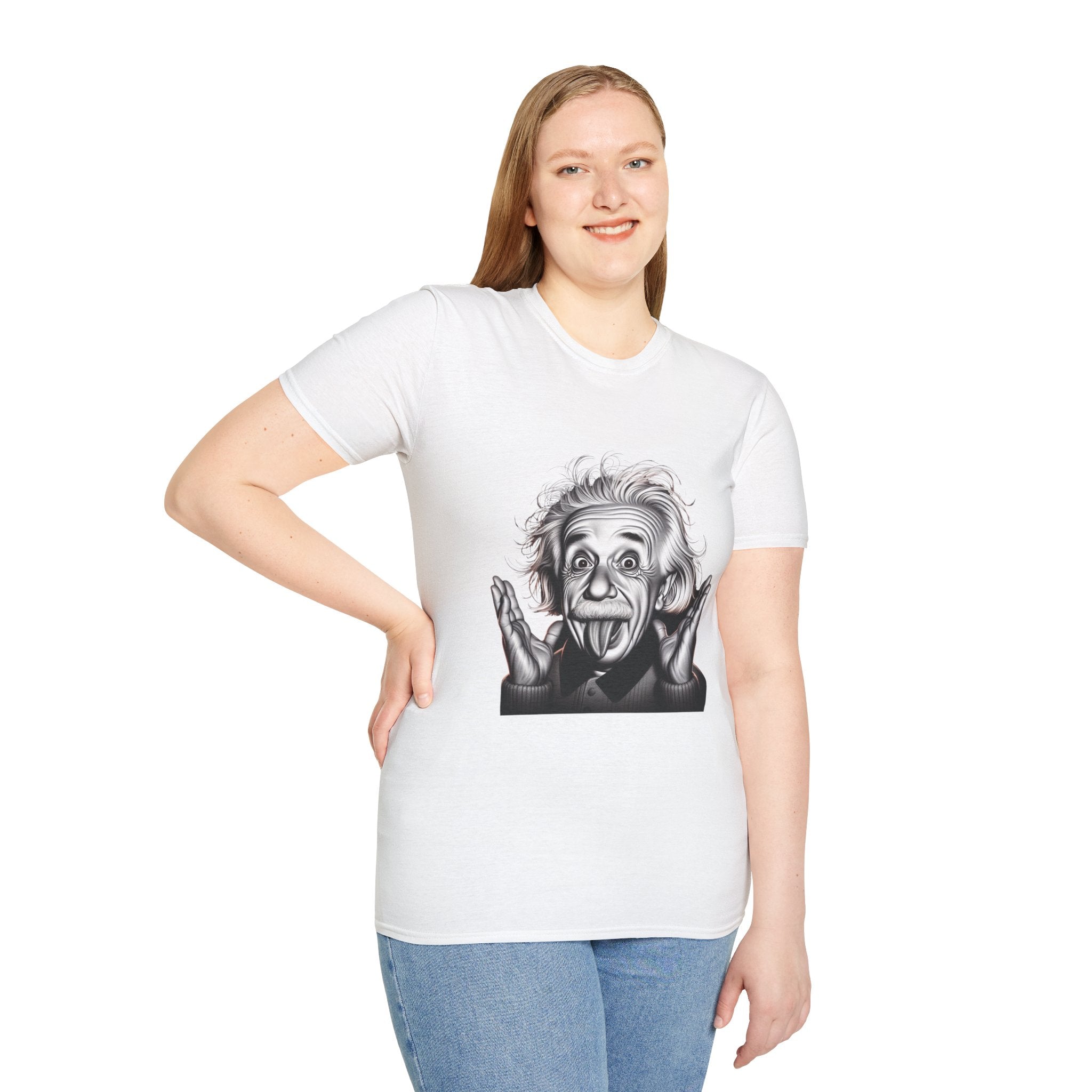 Funny Albert Einstein Print T-Shirt Unisex Softstyle T-Shirt Cotton Unique Gift